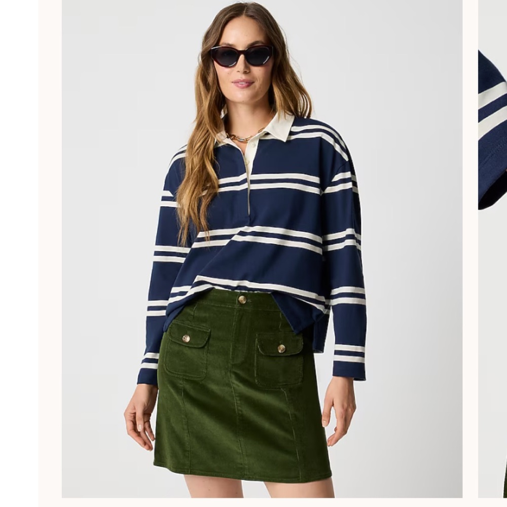 J.Crew Corduroy Patch Pocket Mini Skirt Women's Sz 14 Green Preppy Academia